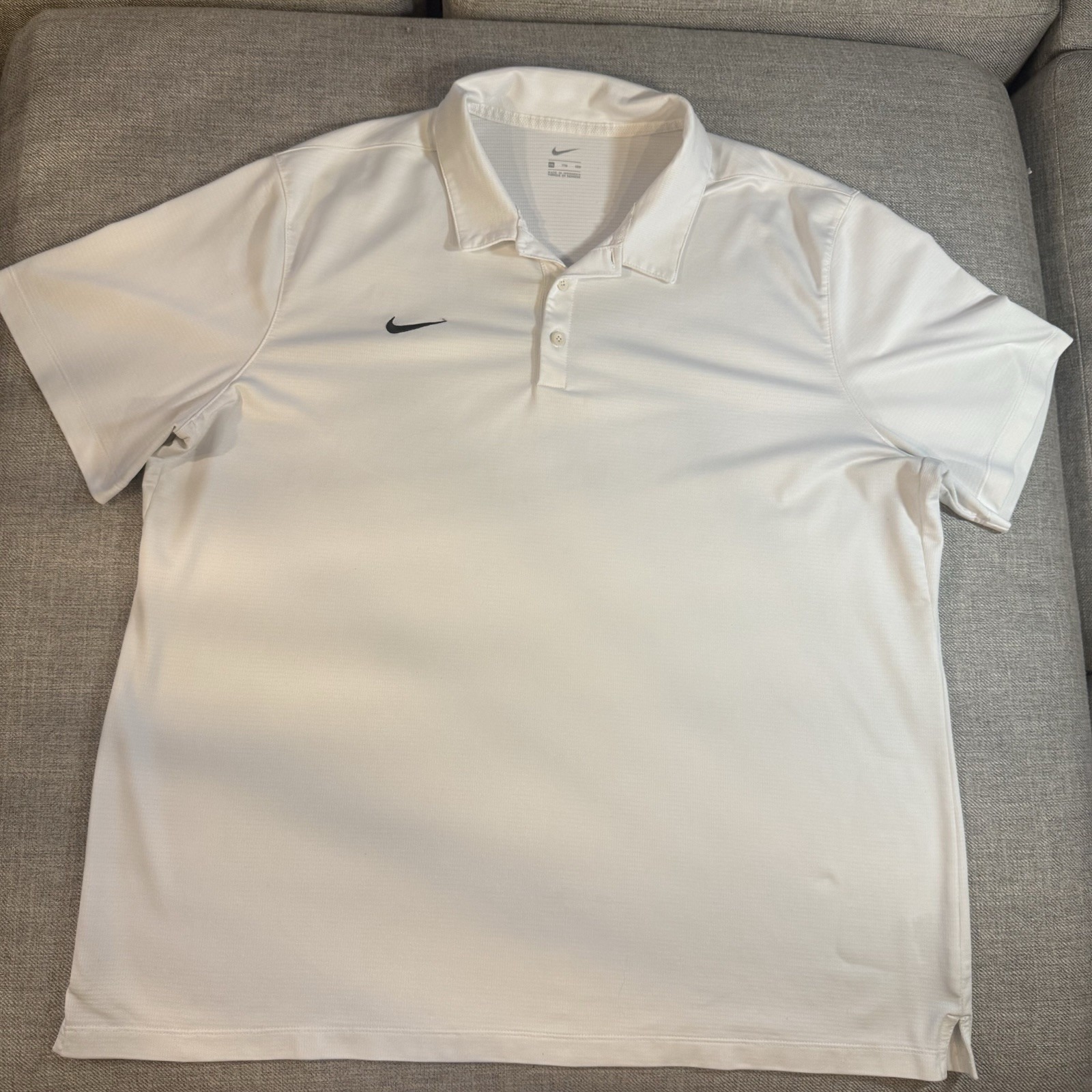 Nike Mens Xl DriFit White Golf Polo Shirt
